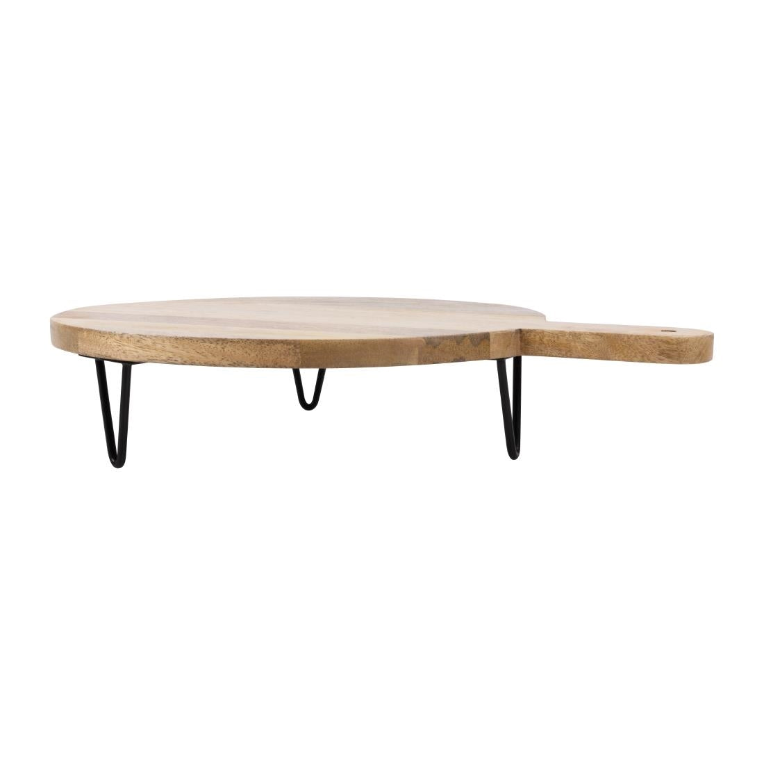 Olympia Round Handled Display Stand Mango Wood with Metal Legs 400x300x80mm - HY754