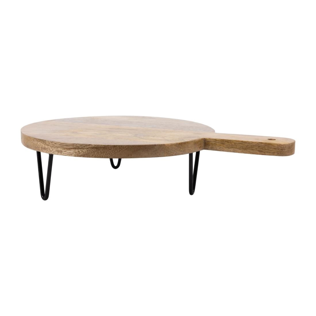 Olympia Round Handled Display Stand Mango Wood with Metal Legs 350x250x80mm - HY755
