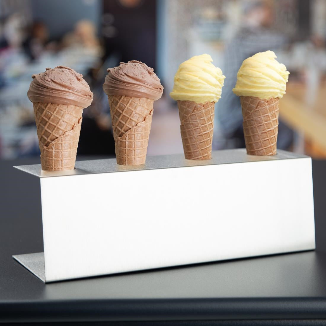 Olympia Ice Cream Holder 4 Cone Stainless Steel 270x97x90mm - HZ237