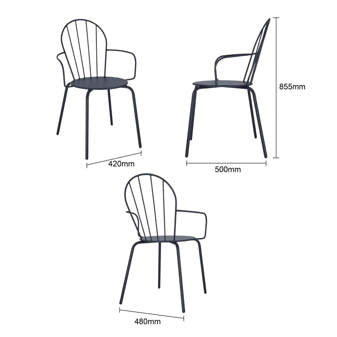 Bolero Adeline Arm Chairs Slate Blue (4 Pack) - HZ358