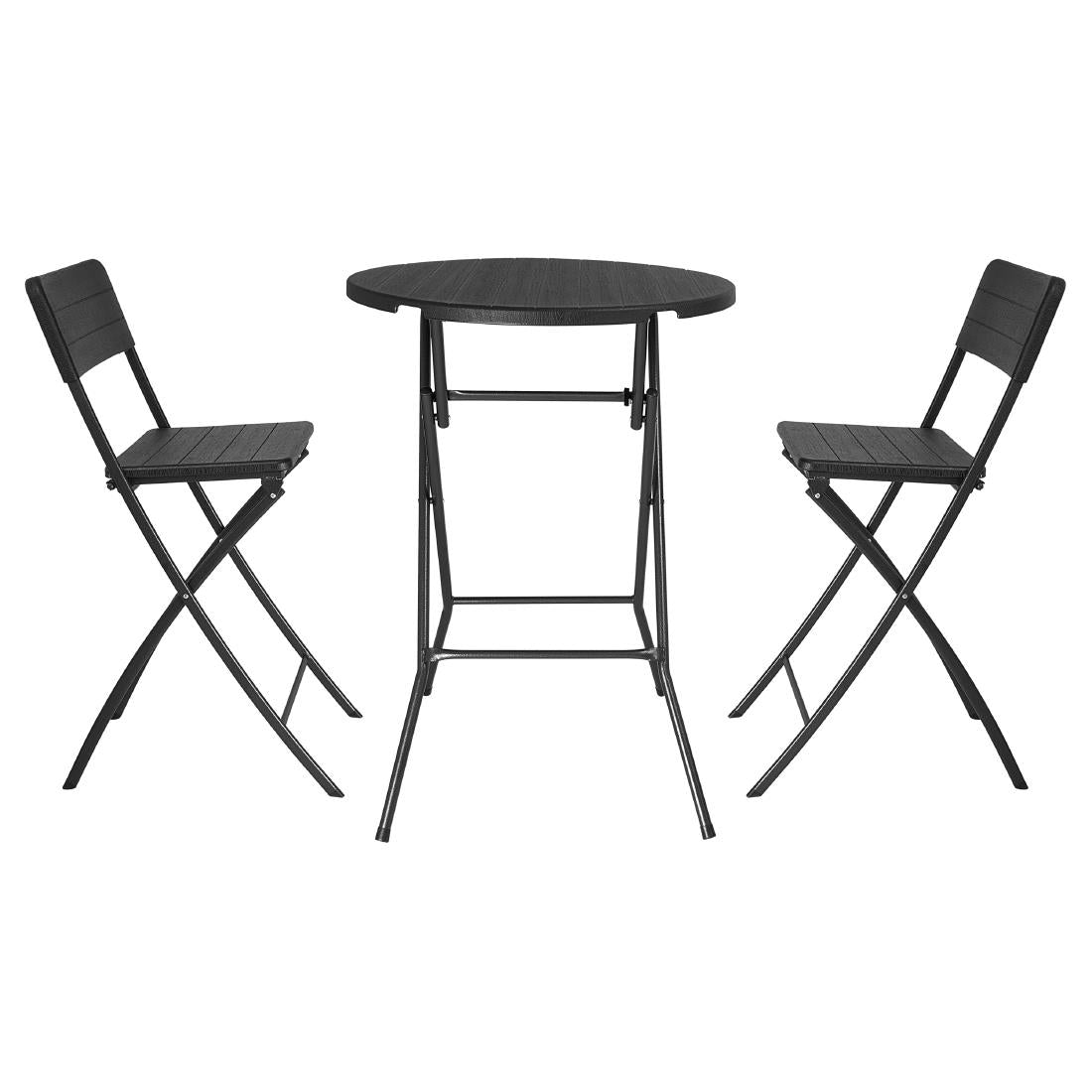 Bolero Folding Bar Chairs Black Wood Effect (2 Pack) - HZ893