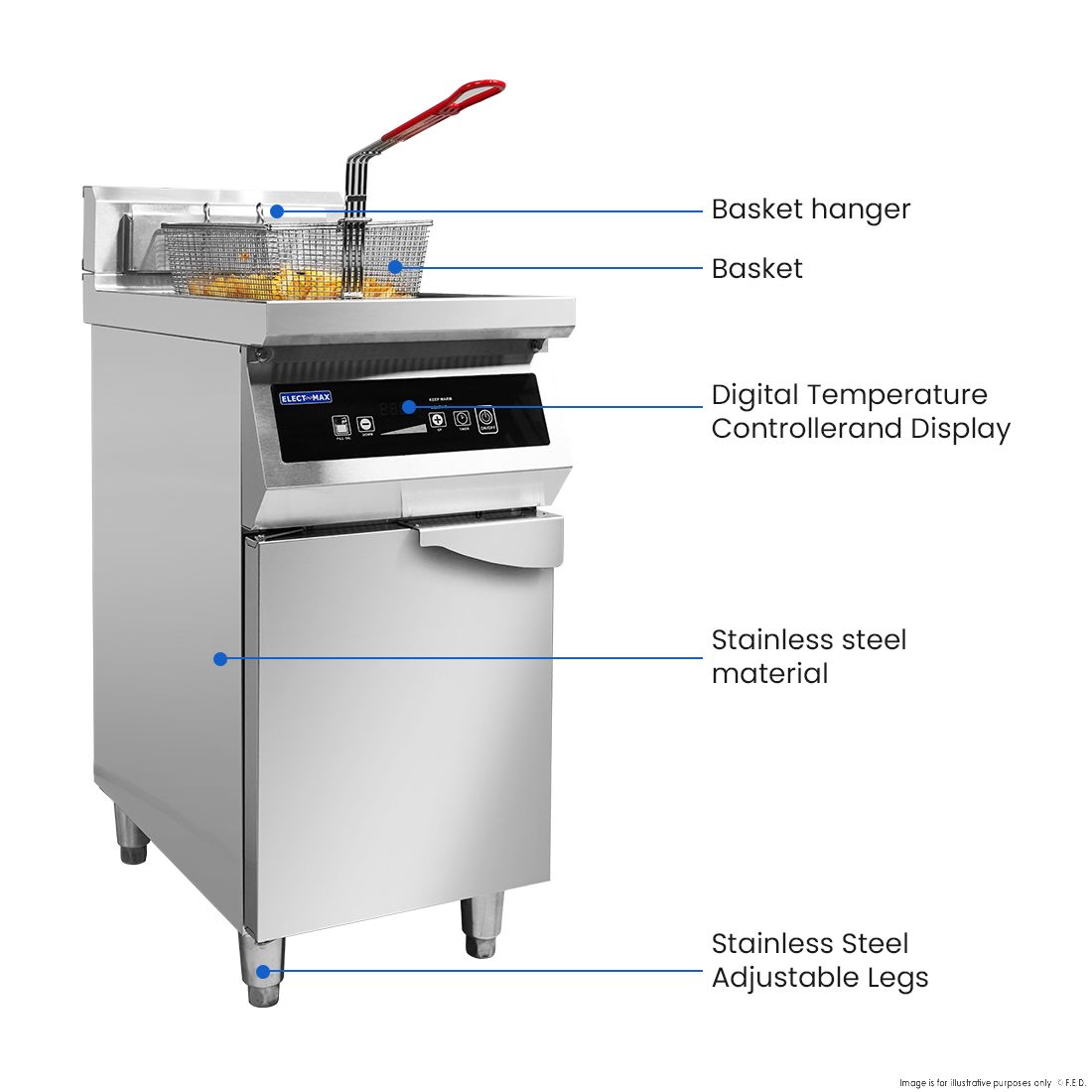 ElectMAX Electmax 700 Series Induction Single Fryer With Splashback IFS7-30L