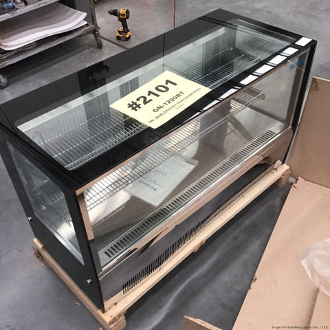 CLEARANCE - Counter top square 2 Shelves Glass cold food display - GN-1200RT-NSW2101