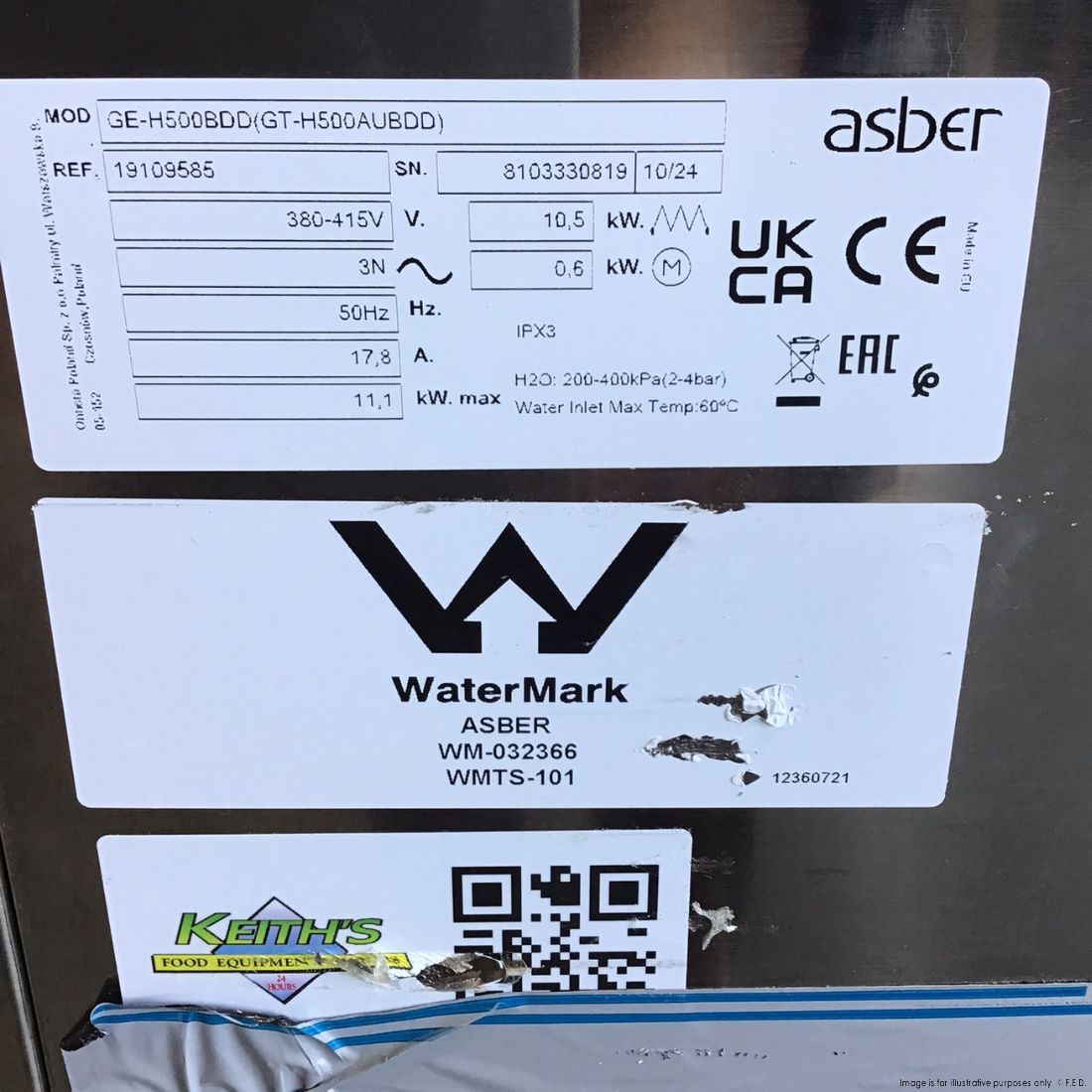 CLEARANCE - Asber Tech Line Pass-through Hood Type Dishwasher - GE-H500BDD-QLD375
