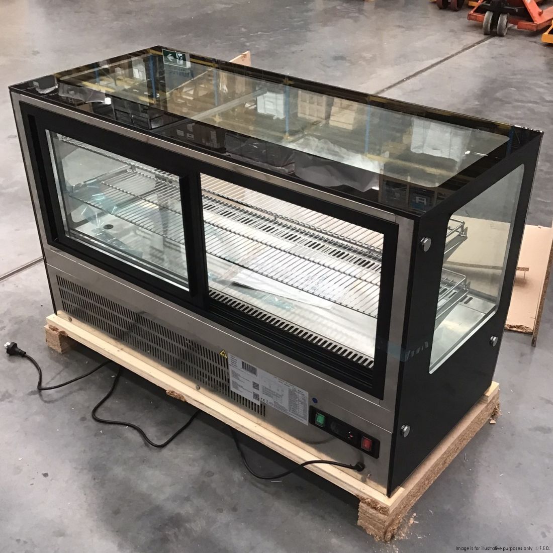 CLEARANCE - Counter top square 2 Shelves Glass cold food display - GN-1200RT-NSW2101