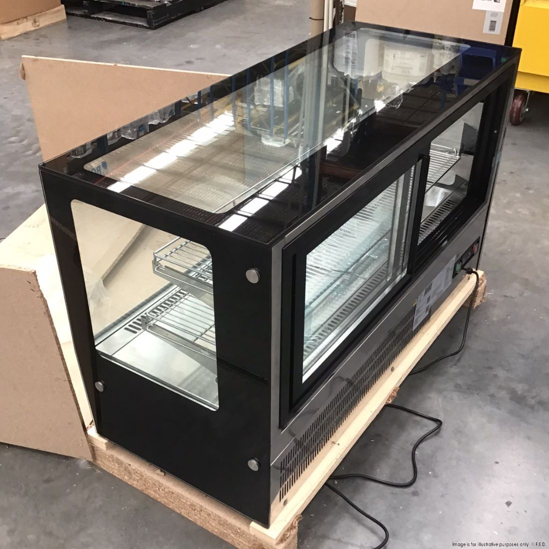 CLEARANCE - Counter top square 2 Shelves Glass cold food display - GN-1200RT-NSW2101