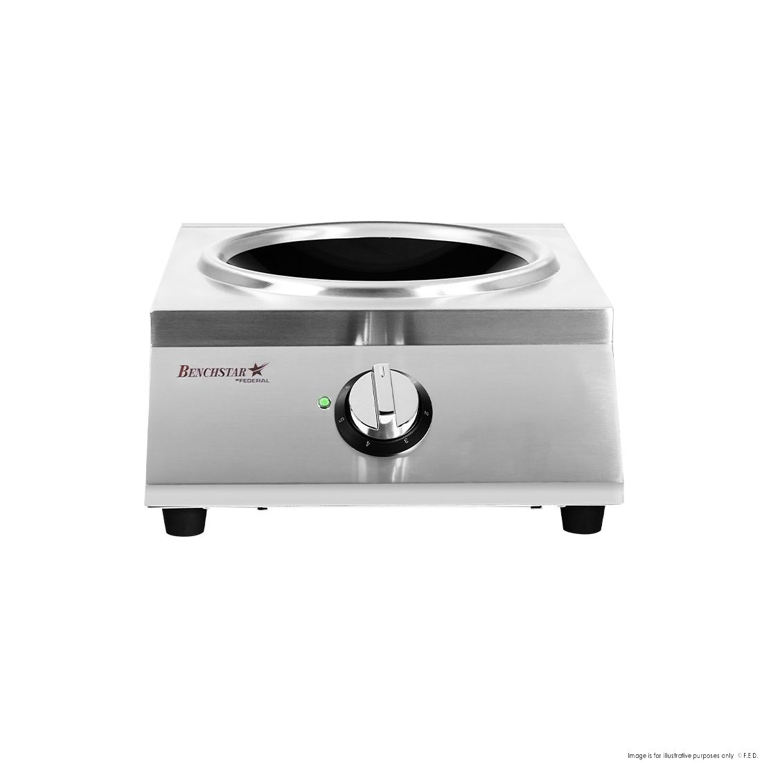 Benchstar Ceramic Induction Wok W/ Stainless Steel Body
