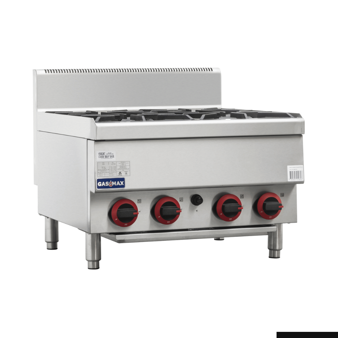 GasMAX Benchtop Lpg 4 Burner Cooktop W/ Splashback - JUS-TR-4BLPG