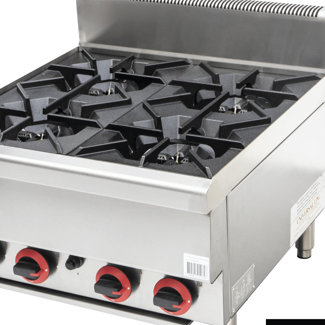 GasMAX Benchtop Lpg 4 Burner Cooktop W/ Splashback - JUS-TR-4BLPG