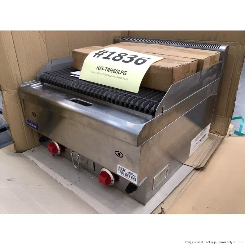 CLEARANCE - Gasmax Benchtop 2 LPG Burner Chargrill JUS-TRH60LPG-NSW1836