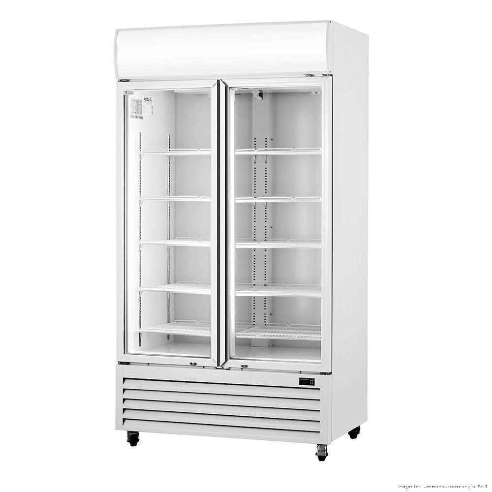 Thermaster 1000L Two Glass Door Colourbond Upright Drink Fridge White LG-1000P