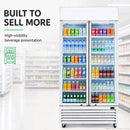 Thermaster 1000L Two Glass Door Colourbond Upright Drink Fridge White LG-1000P