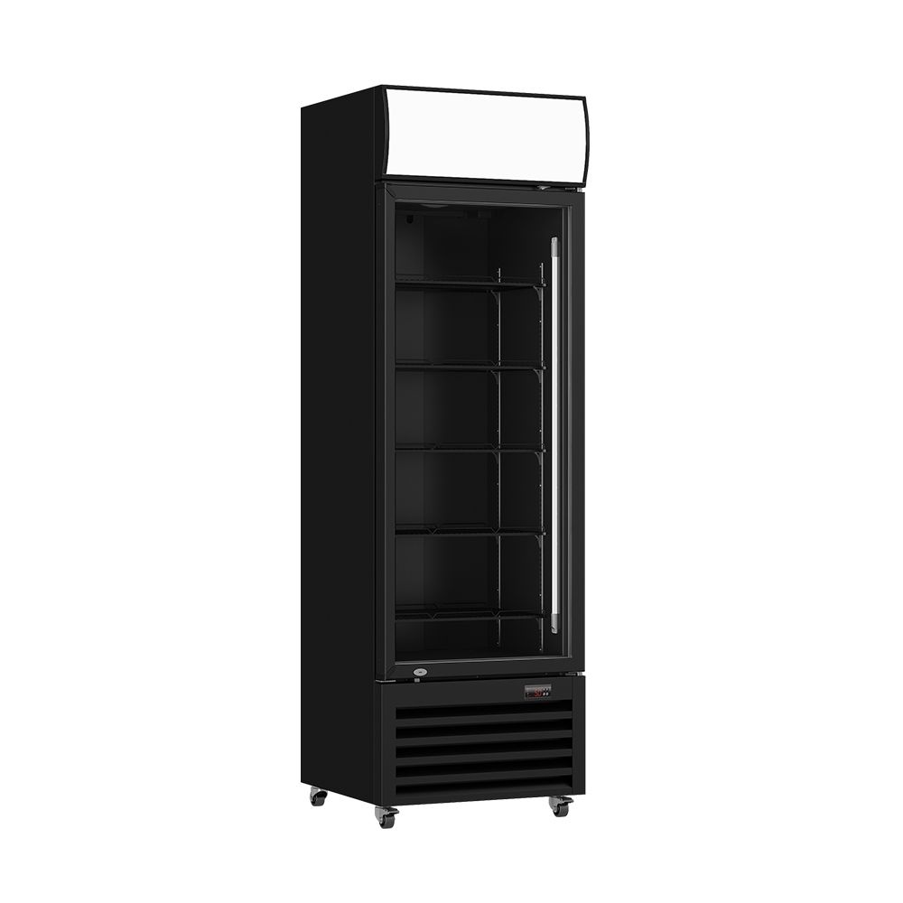 CLEARANCE - Thermaster Single Glass Door Black Colourbond Upright Drink Fridge - LG-540BP-QLD153