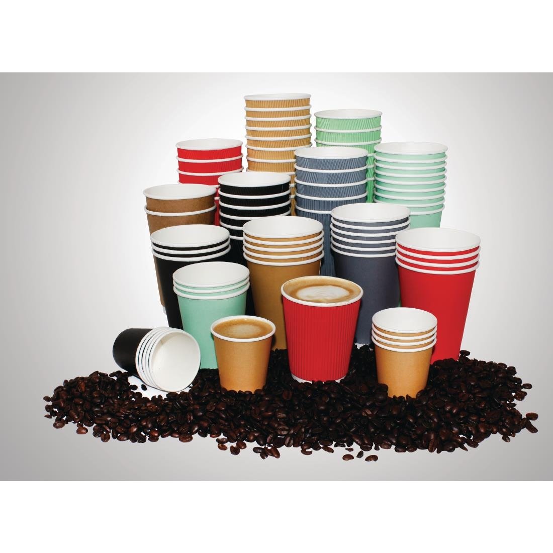 Fiesta Recyclable Takeaway Coffee Cups Single Wall Charcoal 225ml (Pack of 1000) - GP415