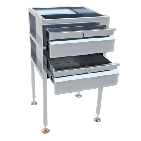 3Monkeez Lockable Freestanding Stainless Steel Drawer Unit (2 drawers) - AB-2DRAW-L
