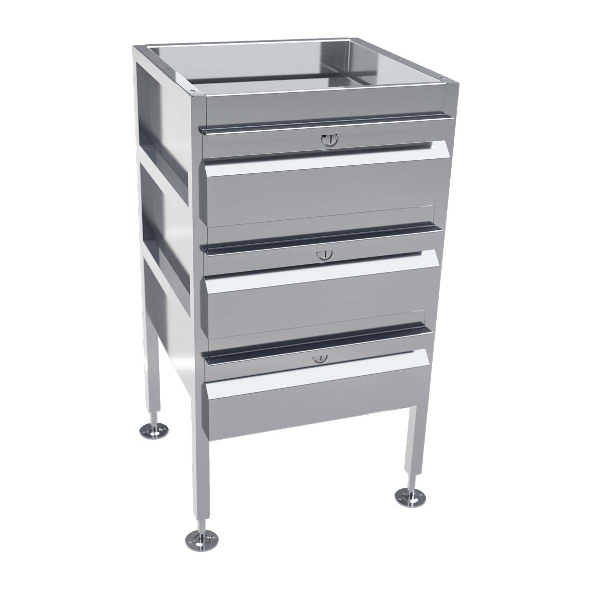 3Monkeez Lockable Freestanding Stainless Steel Drawer Unit (3 drawers) - AB-3DRAW-L
