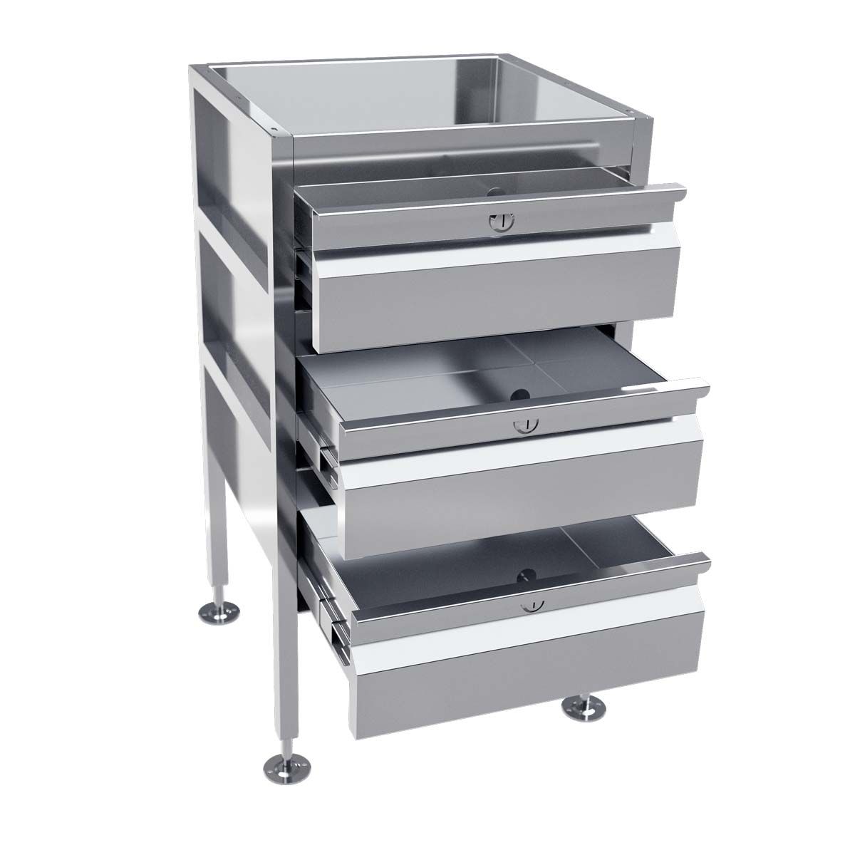 3Monkeez Lockable Freestanding Stainless Steel Drawer Unit (3 drawers) - AB-3DRAW-L