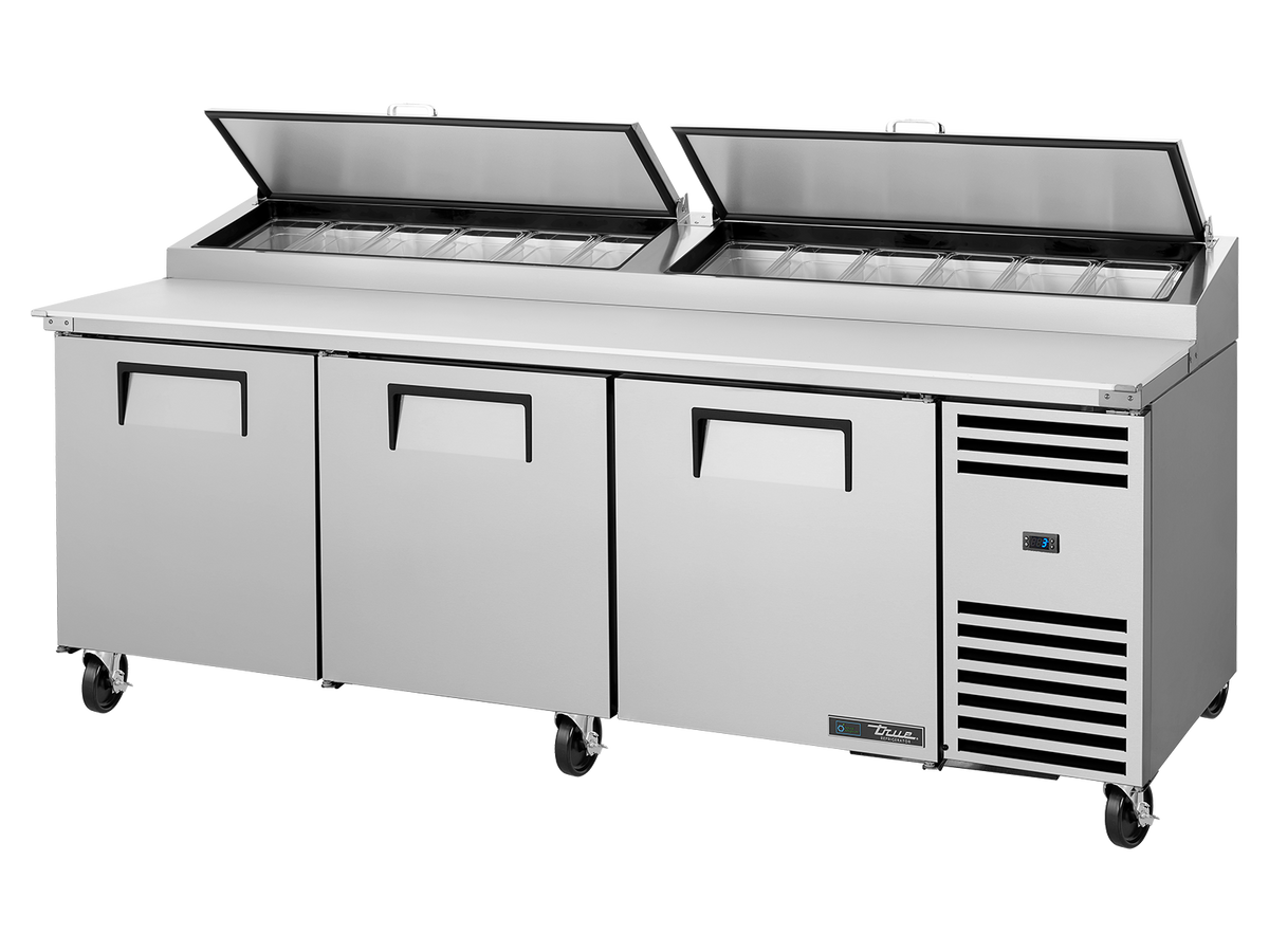 TRUE 3 Solid Door Pizza Prep Table with Angled Top - TPP-AT2-93-HC