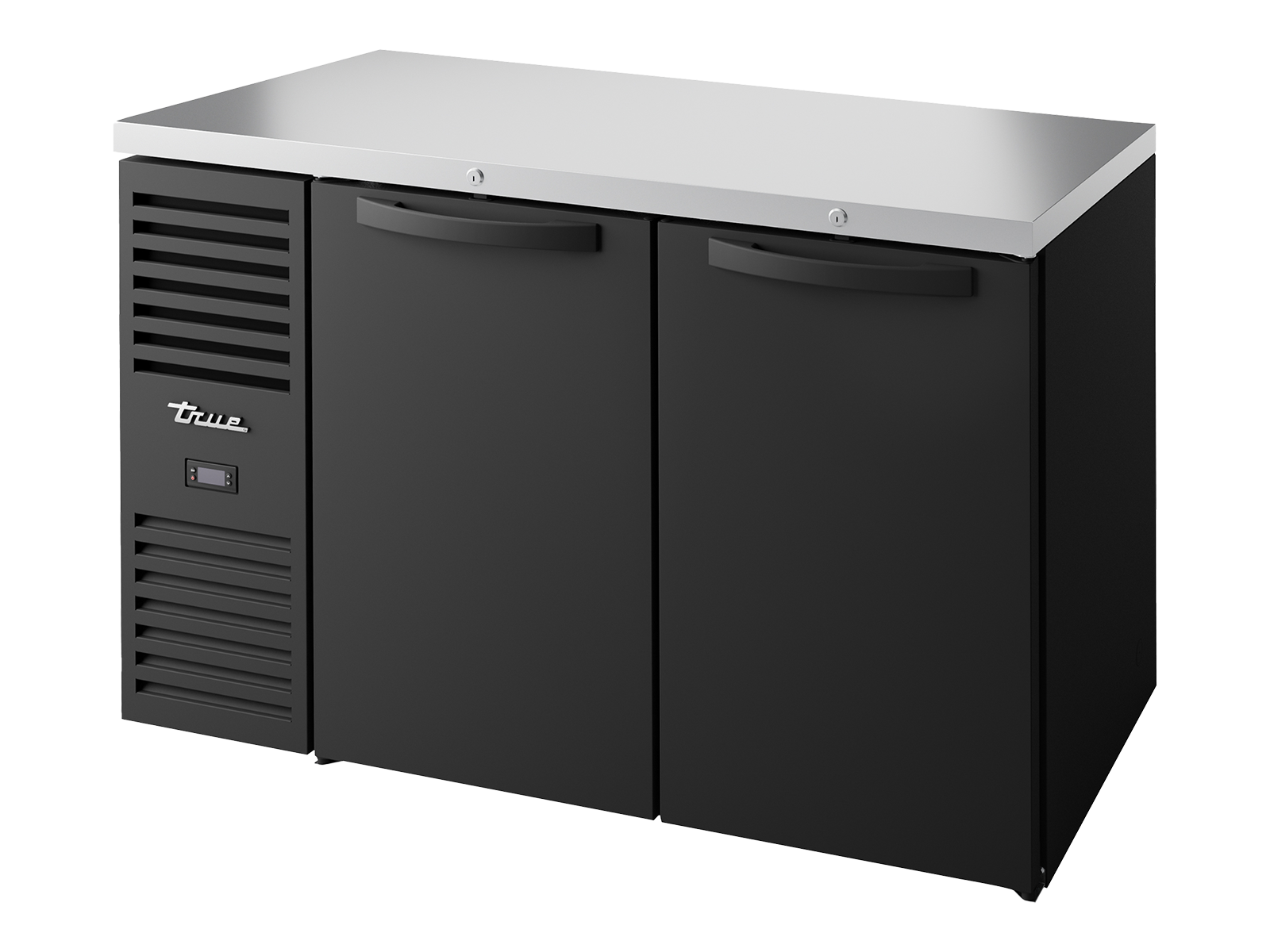 TRUE Reach-In Single Zone 2 Solid Swing Door Undercounter Refrigerator 1300mm Width - Black - TBR52-RISZ1-L-B-SS-2