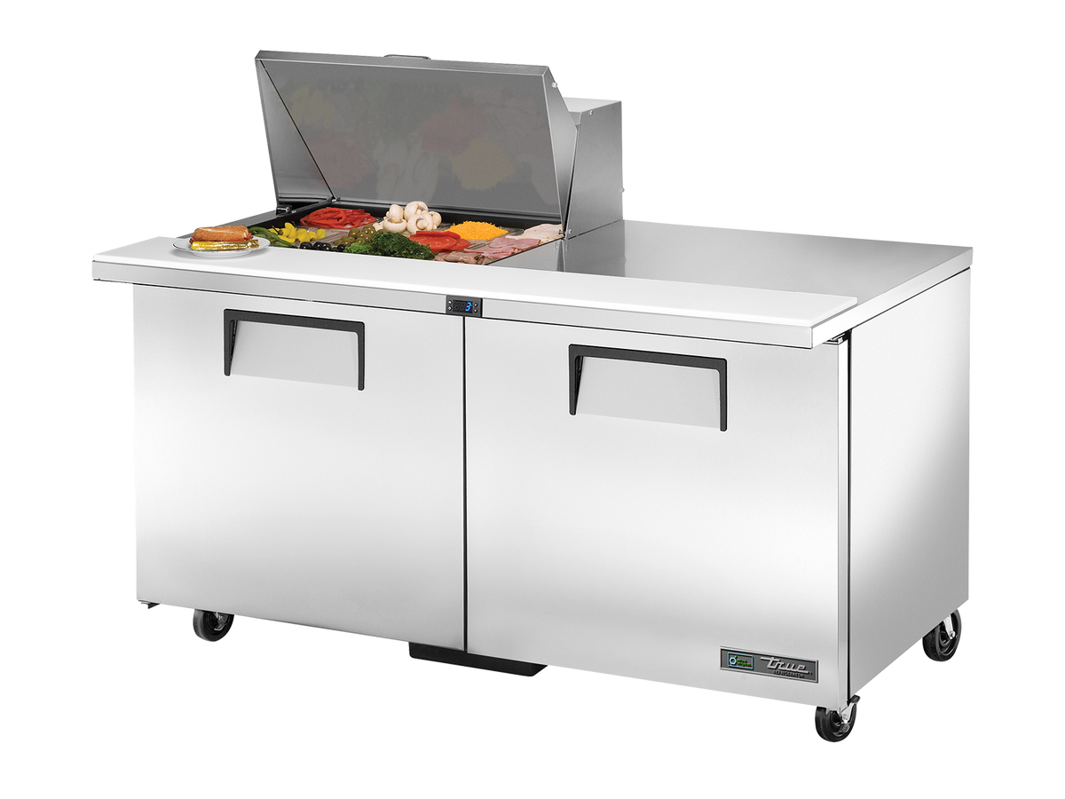 TRUE 2 Mega-Top Solid Door Sandwich/Salad Fridge 1530mm Width - TSSU-60-12M-B-HC