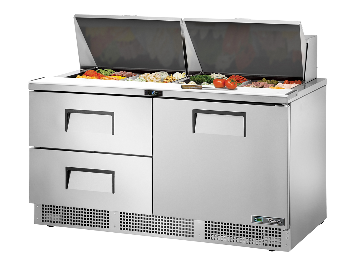 TRUE 2 Drawer & 1 Door Food Prep Fridge 1620mm Width - TFP-64-24M-D-2-HC