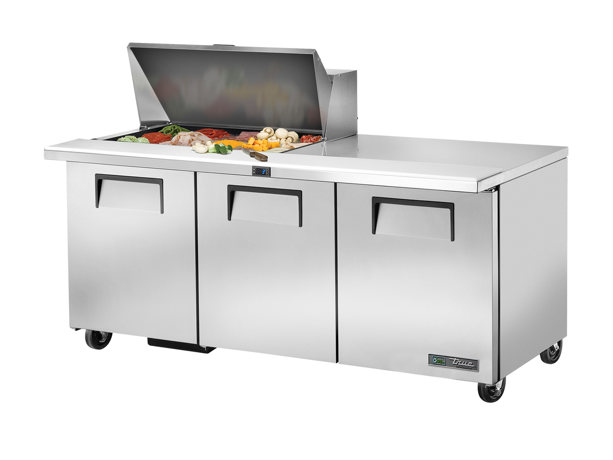 TRUE 3 Mega-Top Solid Door Sandwich/Salad Fridge 1830mm Width - TSSU-72-15M-B-HC