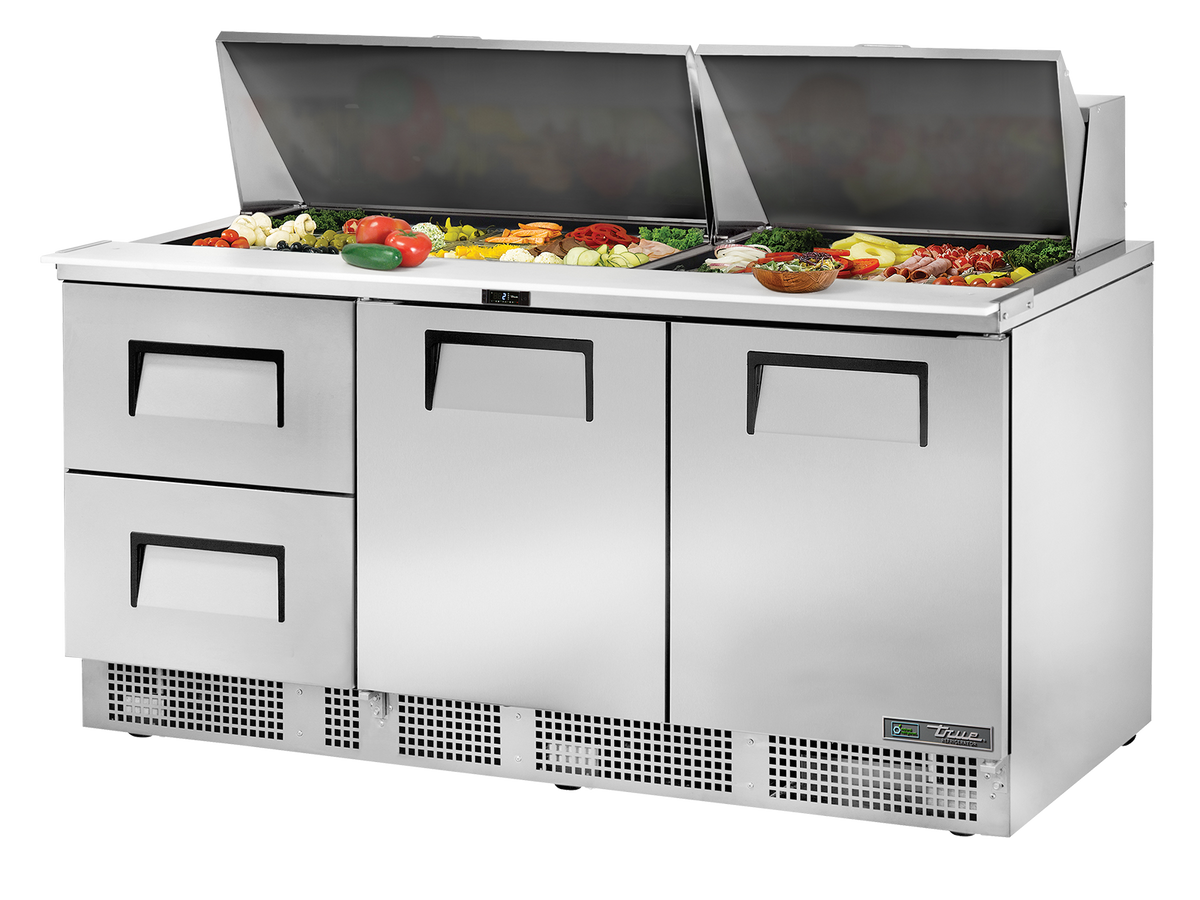 TRUE 2 Drawer & 1 Door Food Prep Fridge 1830mm Width - TFP-72-30M-D-2-HC