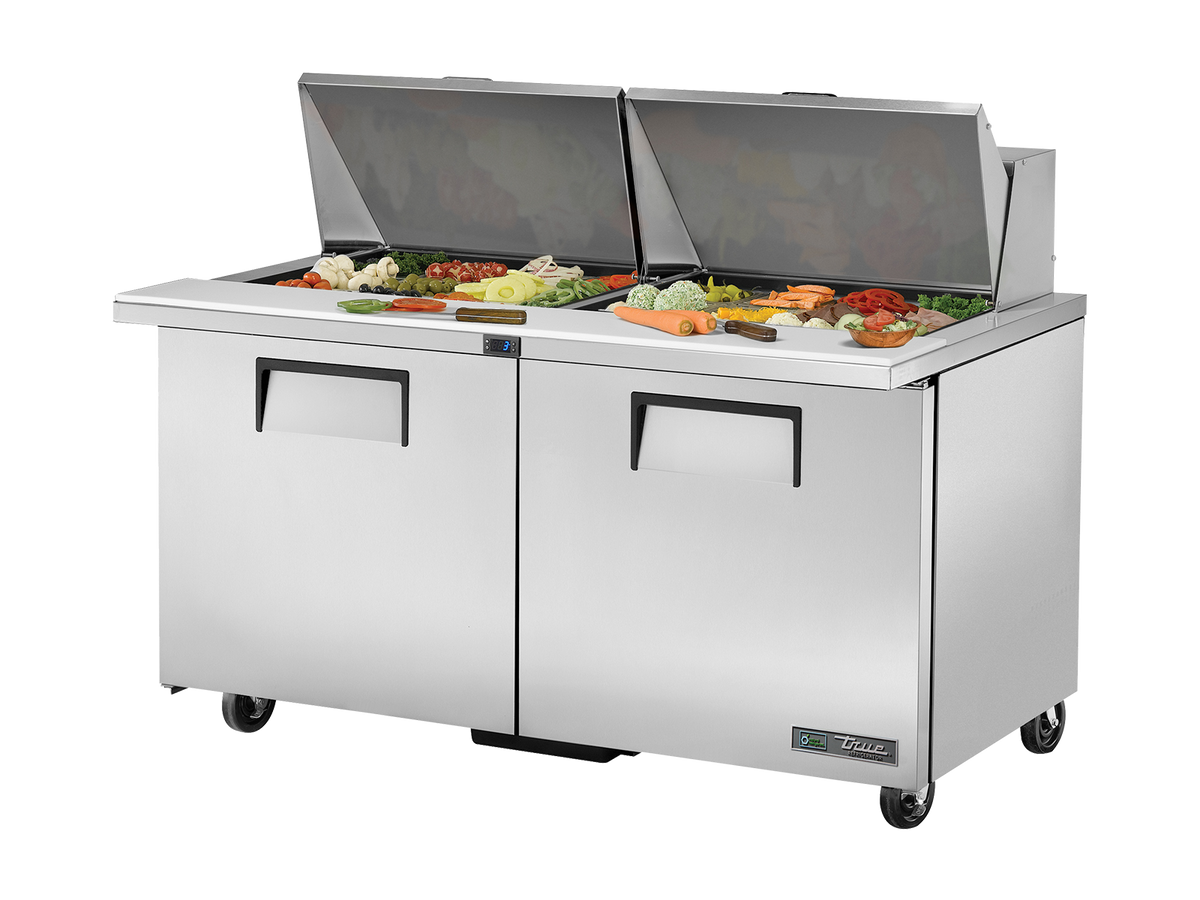 TRUE 2 Mega-Top Solid Door Sandwich/Salad Fridge 1530mm Width - TSSU-60-24M-B-ST-HC