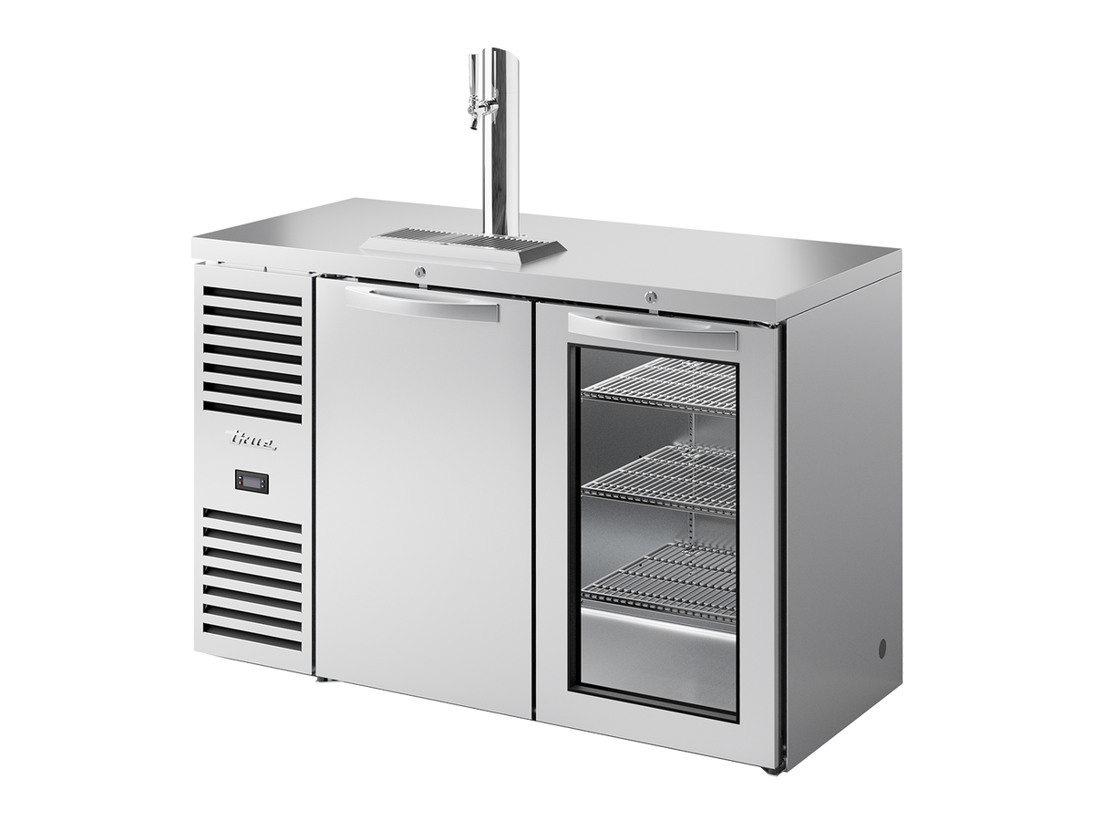 TRUE Reach-In Single Zone 2 Solid/Glass Swing Door Undercounter Refrigerator with Countertop 1300mm Width - Stainless - TDR52-RISZ1-L-S-SG-2