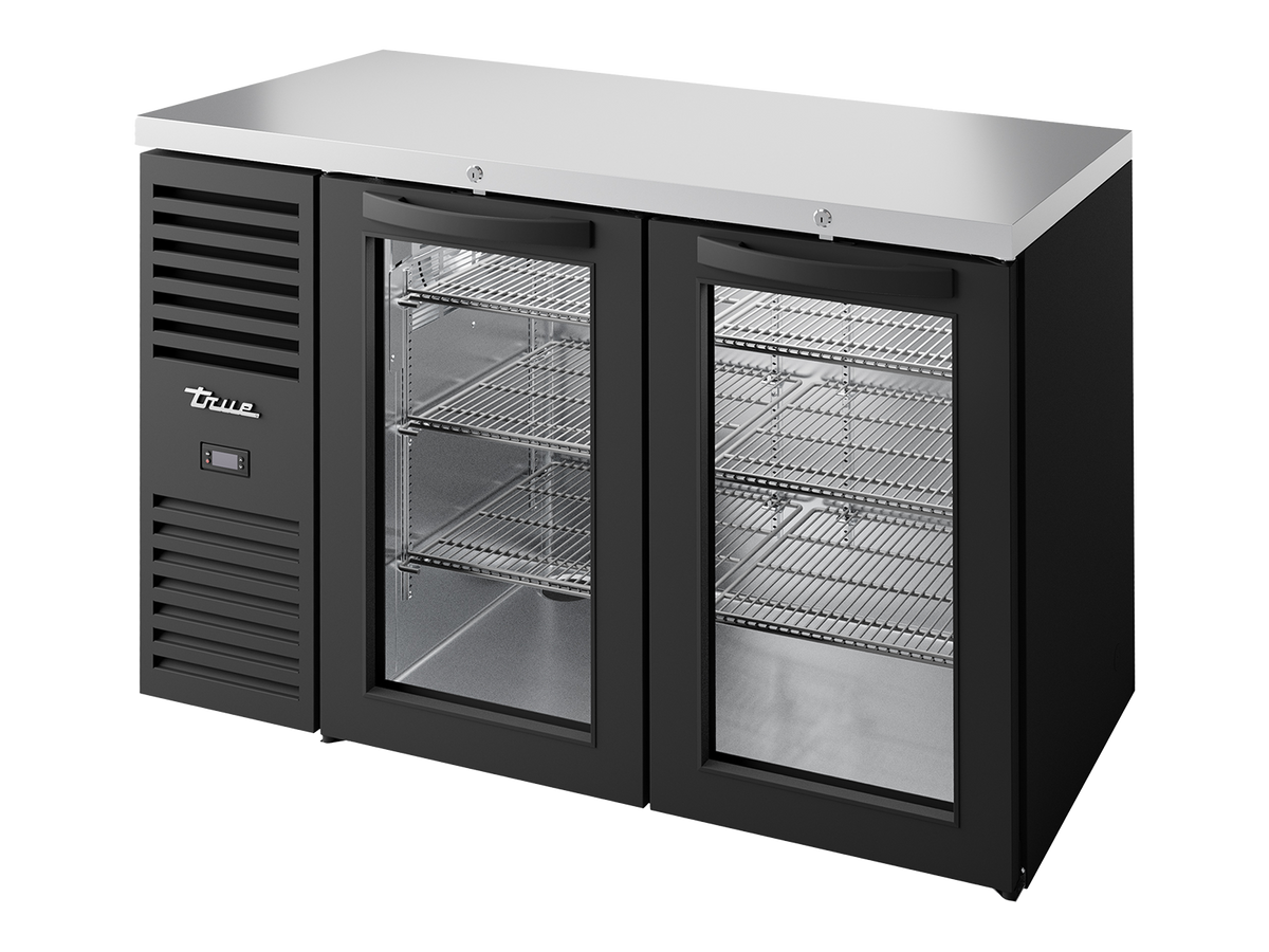 TRUE Reach-In Single Zone 2 Glass Swing Door Undercounter Refrigerator 1300mm Width - Black - TBR52-RISZ1-L-B-GG-2