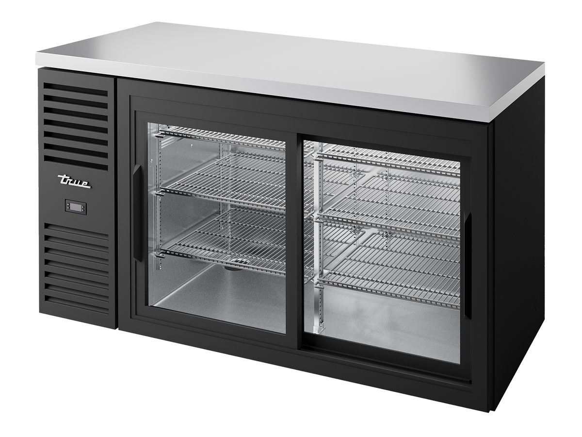 TRUE Reach-In Single Zone 2 Glass Sliding Door Undercounter Refrigerator 1500mm Width - Black - TBR60-RISZ1-L-B-11-2