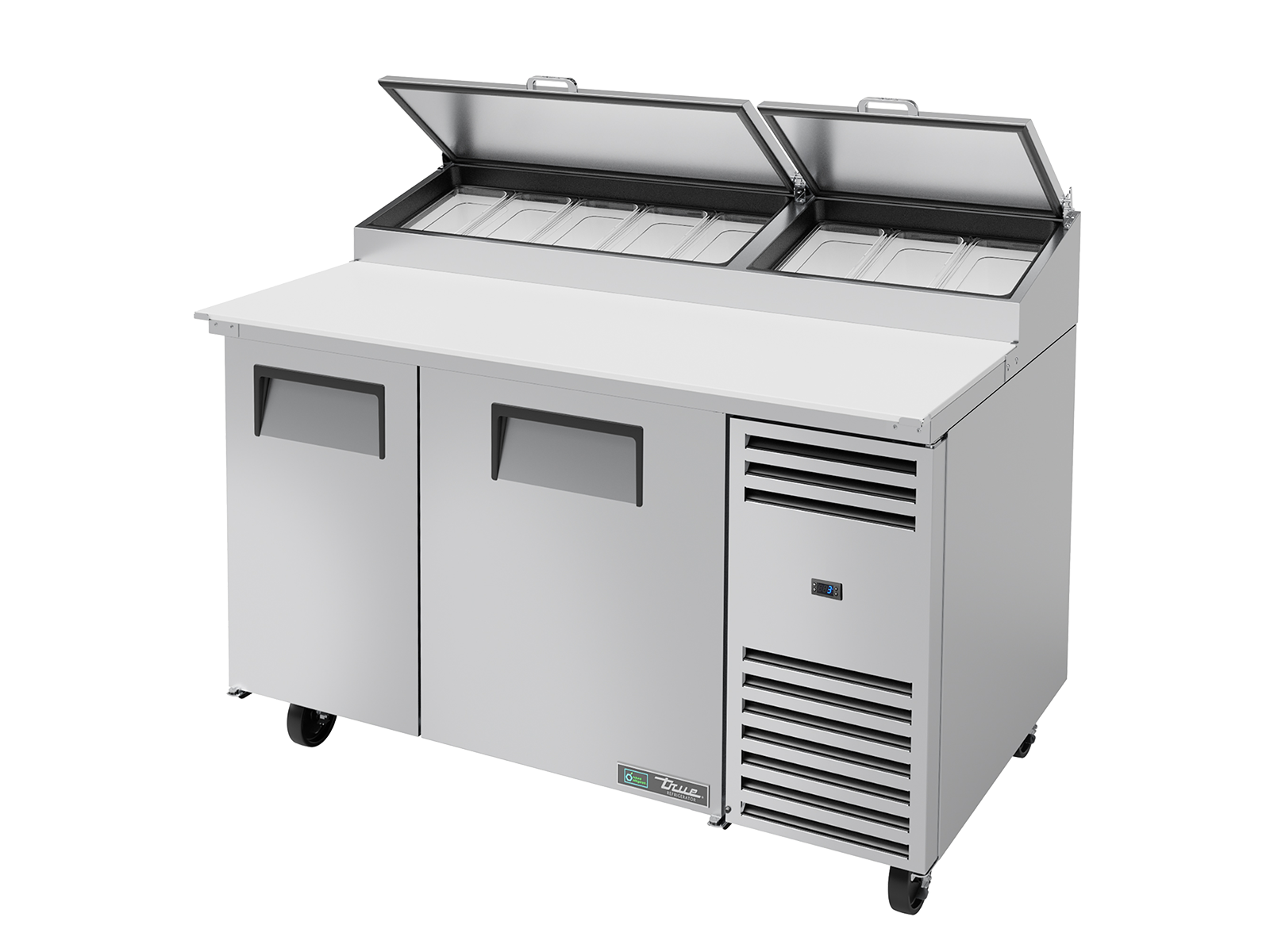 TRUE 2 Solid Door Pizza Prep Table with Angled Top 1530mm Width - TPP-AT-60-HC