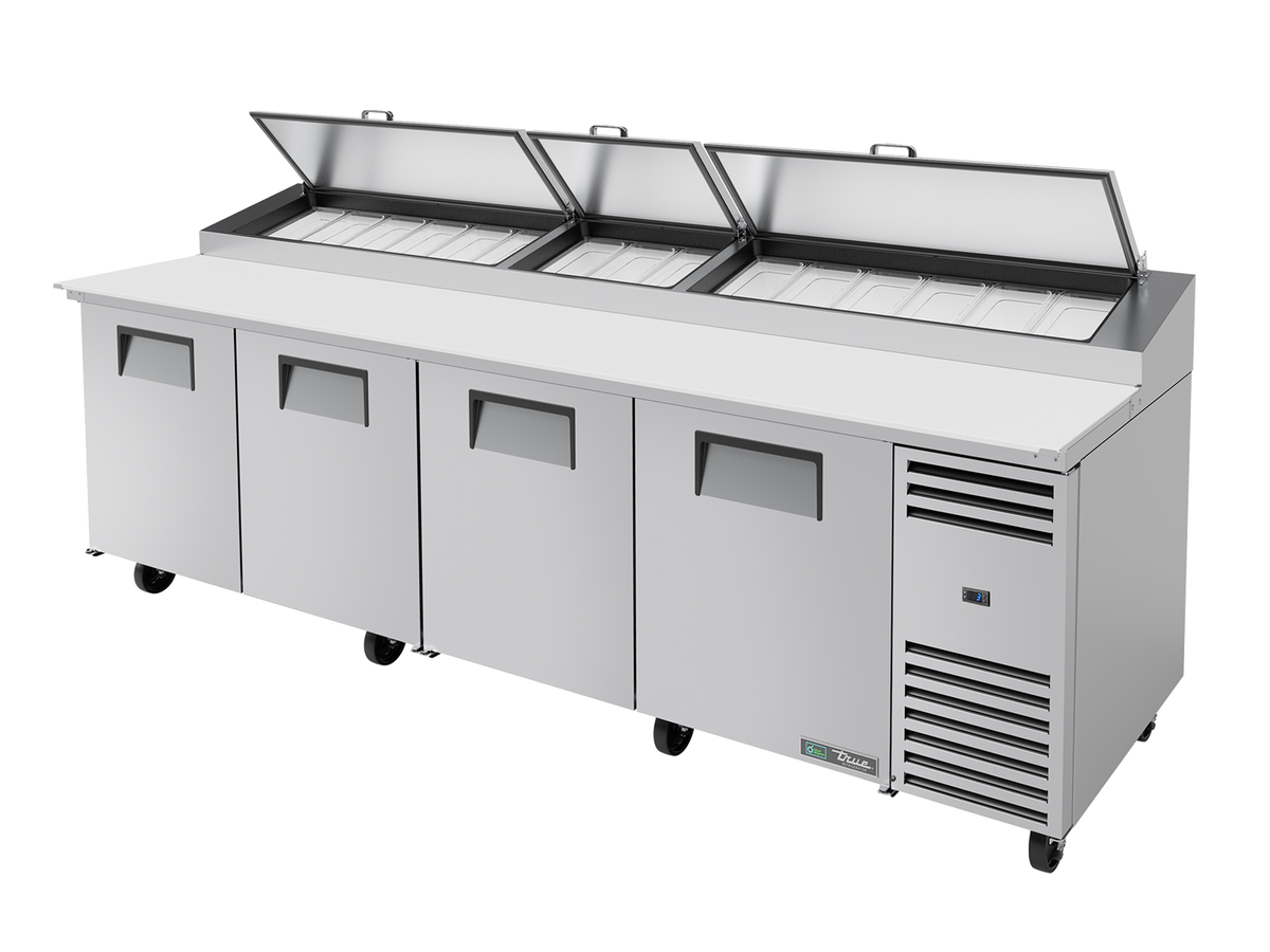 TRUE 4 Solid Door Pizza Prep Table with Angled Top - TPP-AT-119-HC
