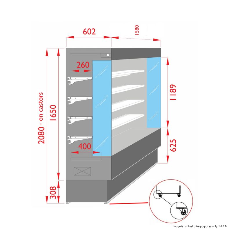 CLEARANCE - Tecnodom Open Chiller with 4 Shelves TDVC60-CA-150-NSW1830