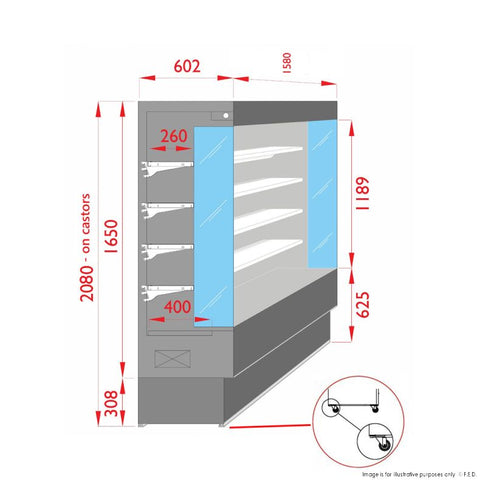 CLEARANCE - Tecnodom Open Chiller with 4 Shelves TDVC60-CA-150-NSW1830