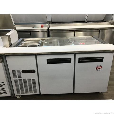 CLEARANCE - Thermaster Two Door Cold Bench Salad Station 4x1/1 GN Pans - PG150FA-XB-VIC1060