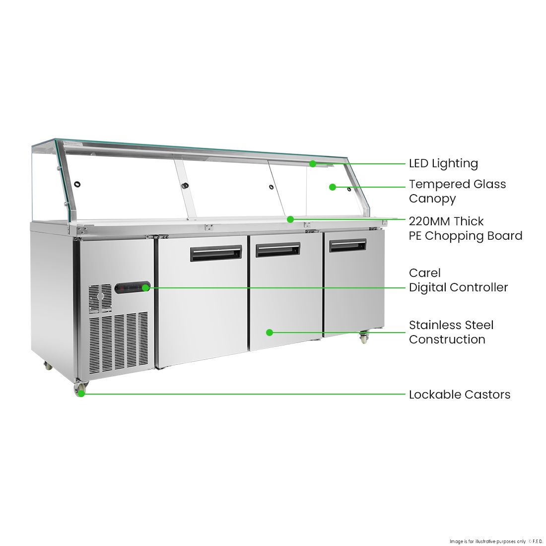 Thermaster Cold Salad & Noodle Bar 6X1/1 GN Pans - PG210FA-XG
