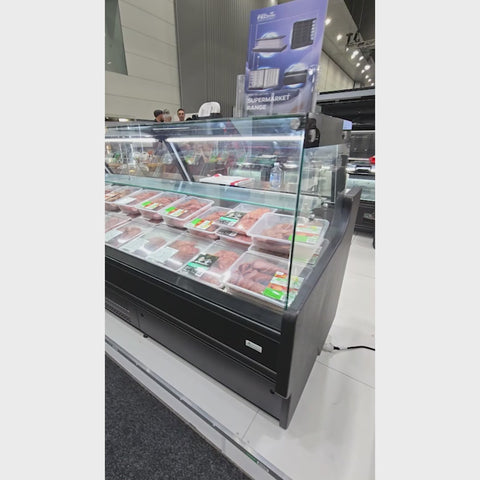 Tecnodom Serie Mr80 Black 2480 Wide Deli Display With Storage And Castors TDMR-0825B