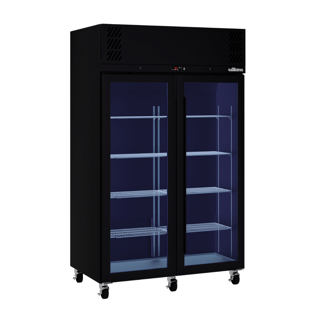 Williams Pearl  - Two Door Black Colorbond Upright Display Refrigerator HP2GBHC