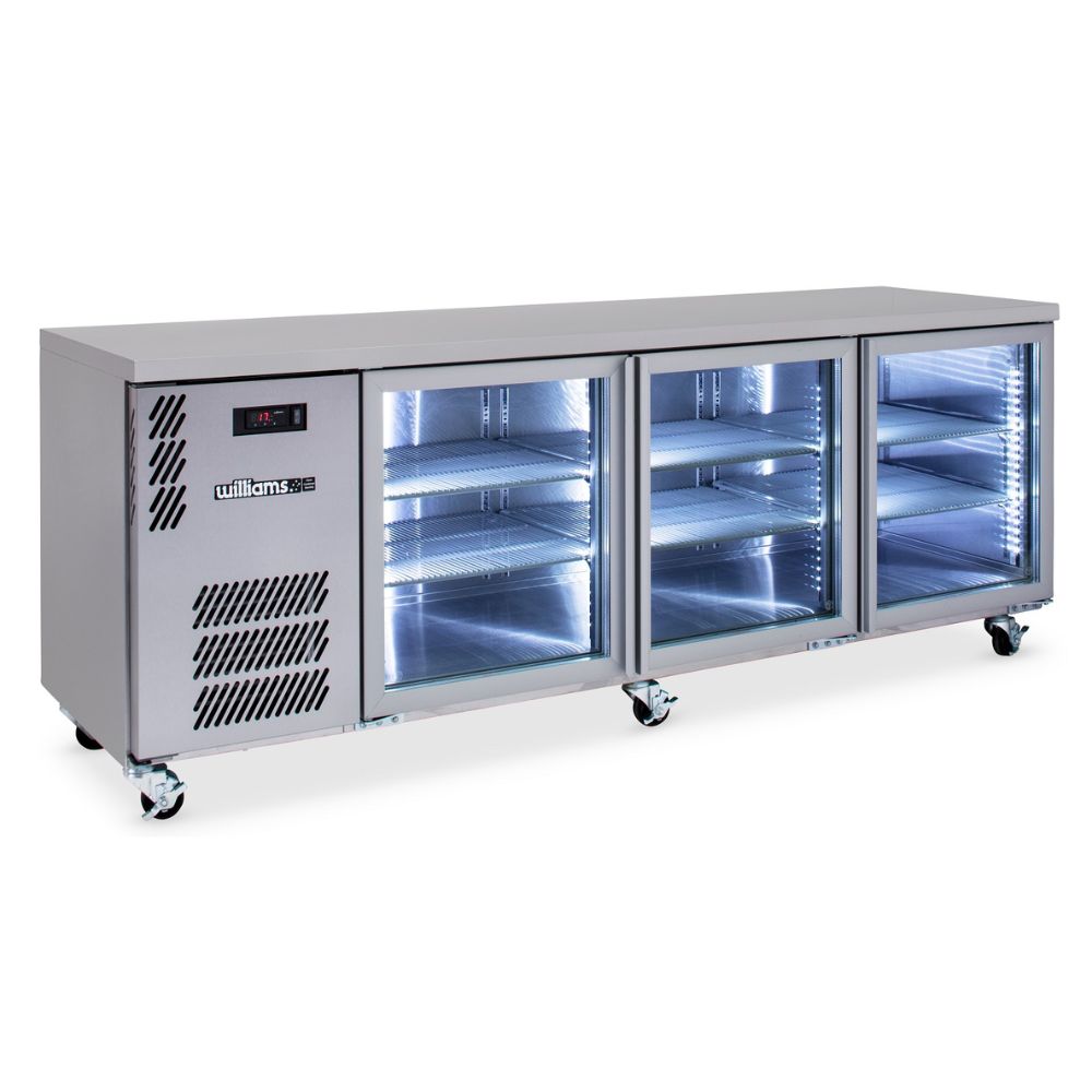 Williams Boronia 3 Glass Door Back Bar Fridge - Stainless Steel HB3UGSHC
