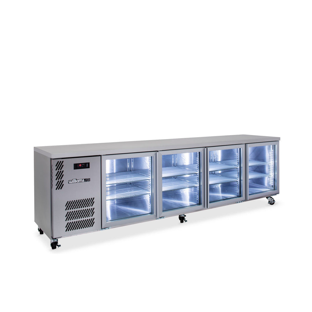 Williams Boronia 4 Glass Door Back Bar Fridge - Stainless Steel HB4UGSHC