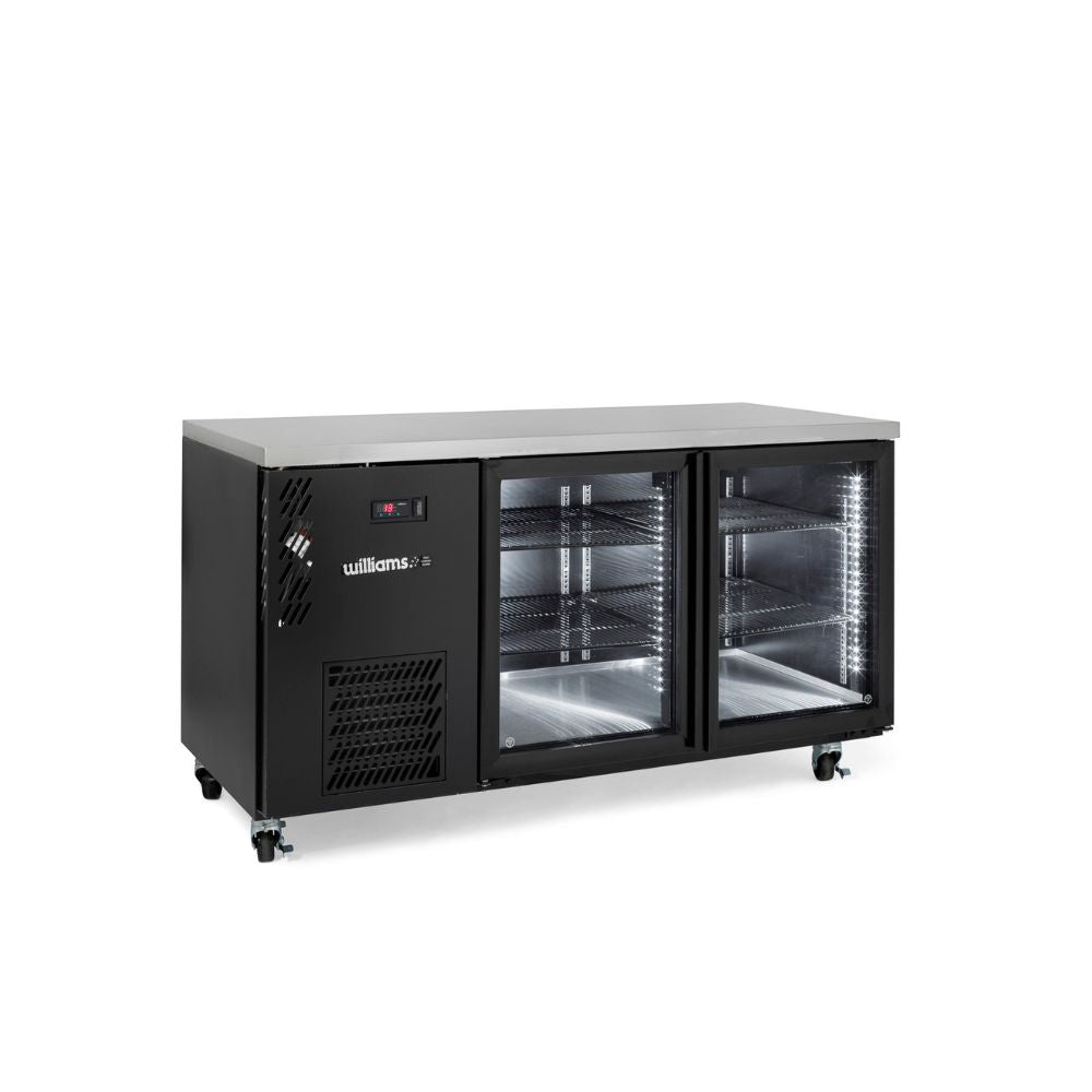 Williams Cameo Mini 2 Glass Door Back Bar Fridge - Stainless Steel HCM2UGSHC