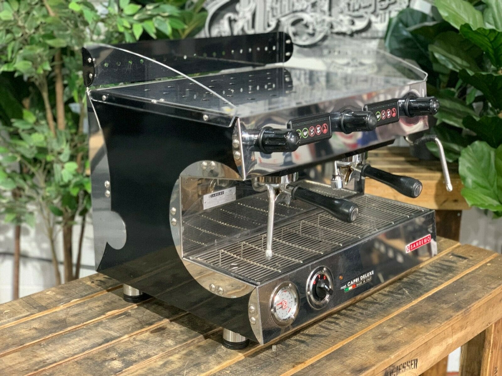 San Remo Capri Deluxe 2 Group Black Espresso Coffee Machine - 16416