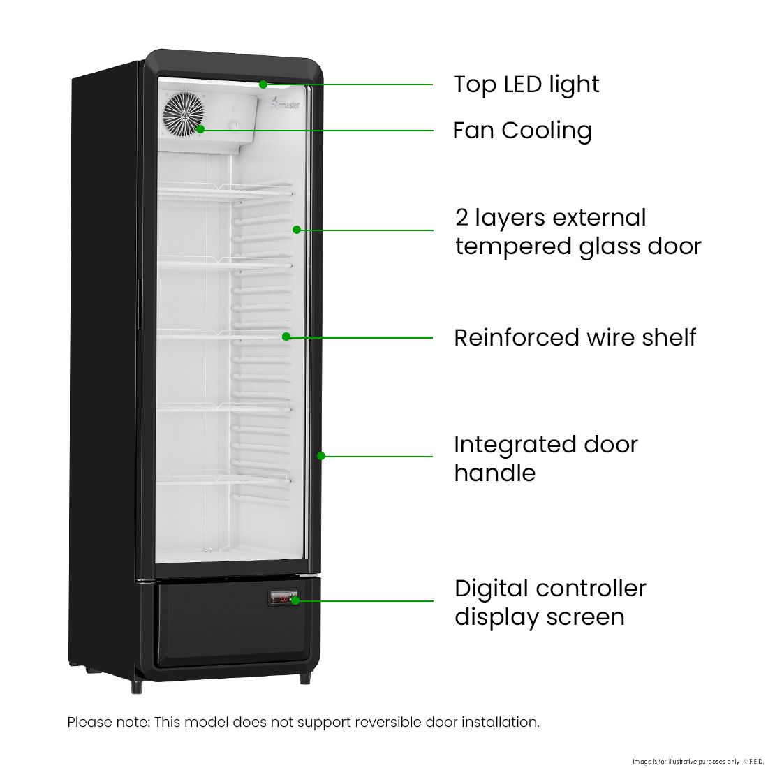 Thermaster Upright Glass Door Beverage Fridge SDC-258B