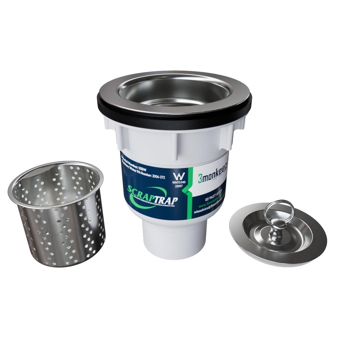 3Monkeez Sink Waste Arrestor (90mm) - SSBW