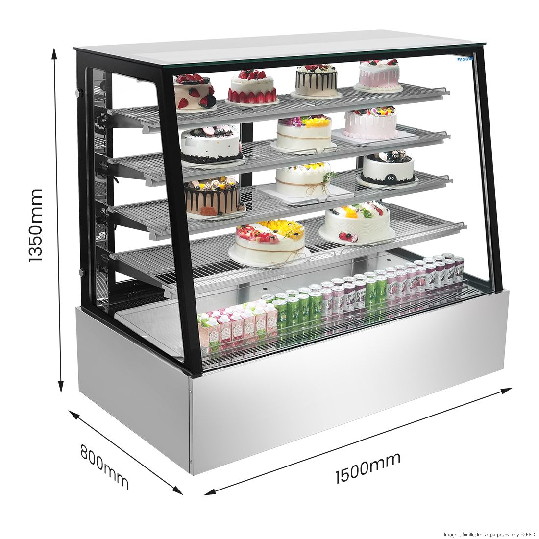 Bonvue Deluxe Chilled Cake Showcase Display Cabinet SLP850C