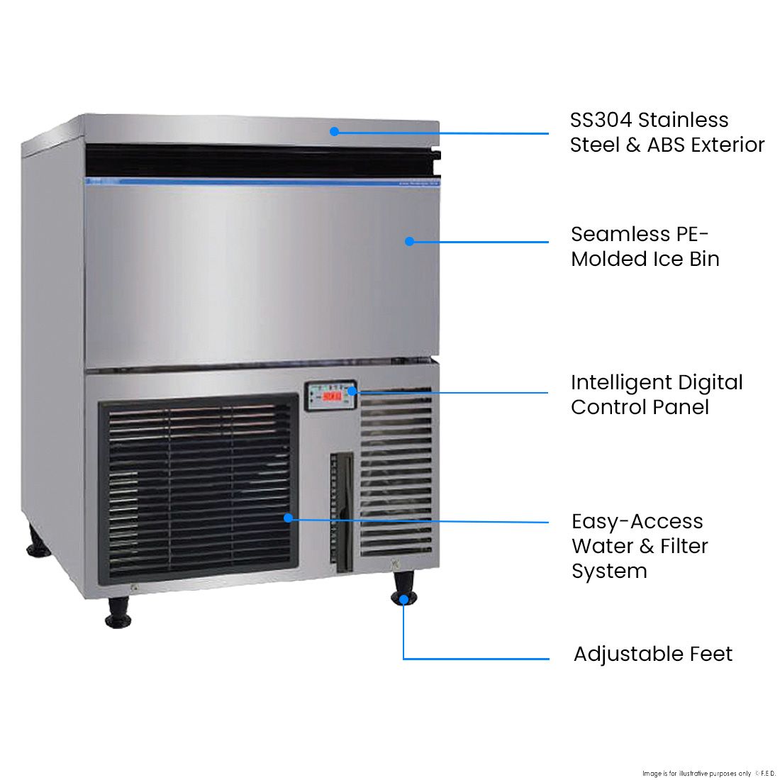Blizzard Premium Under-Counter Ice Maker Large Cube Ice - SN-200P