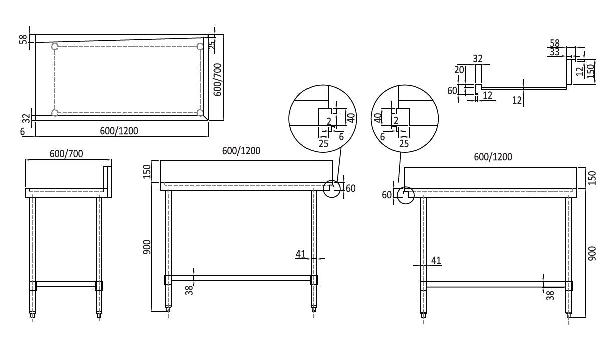 Mixrite Stainless Steel Dishwasher Bench Outlet Wst6120R WST6120R