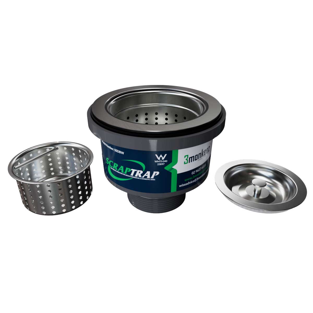 3Monkeez Domestic Sink Waste Arrestor (90mm) - SSDBW