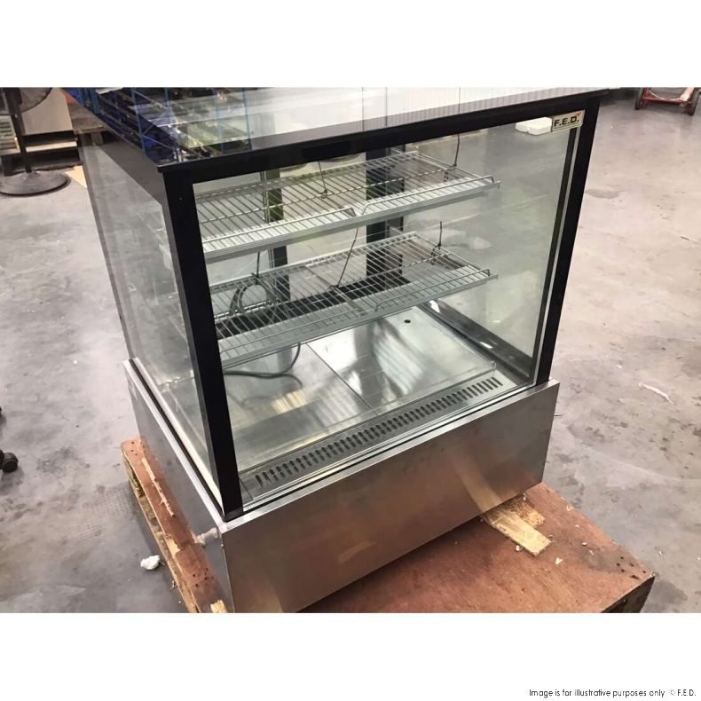 CLEARANCE - Bonvue Black Trim Square Glass Cake Display 2 Shelves SSU90-2XB-NSW1846